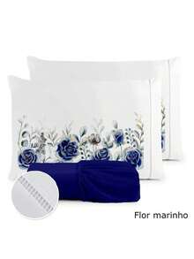 3-Piece Sheet Set 400 Thread Count For Queen King Single Bed Micropercal - WHITE FLOWER - View 2