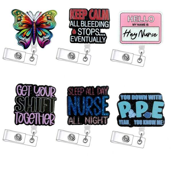 1 Peça Retrator de Crachá, Porta-crachá de Crachá de ID com Glitter para Enfermeiro, Funcionário de Escritório, Suprimentos Escolares, Volta às Aulas