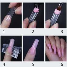 120u Molde F1 Quadrado Bailarina Almond Unha Gel Polygel Acrygel Alongamento - Transparente - Visão 4