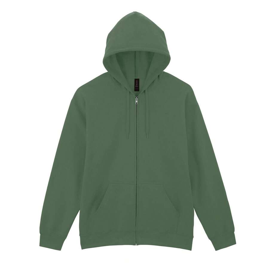 Gildan Mens Softstyle Midweight Full Zip Hoodie (Military Green) - 軍綠色 - 查看 1