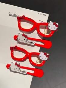 Sanrio 4 Pieces Of Sanrio Hello Kitty Hairpins For Women. These Hair Accessories, With Red And White Styles Paired With The Iconic Bowknot, Are Extremely Girly - Hearted, Meeting Women Consumers' Pursuit Of A Cute Style., Hair Clips Claw Clips Hair Claws Hair Barrettes