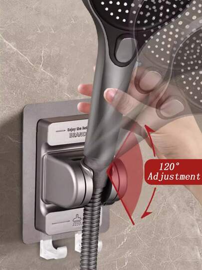 1pc Removable And Adjustable Shower Head Holder, Bathroom Free Punching Shower Shelf, Bathroom Wall Mount Shower Bracket, Universal Shower Head Fixed Base, Bathroom Accessories