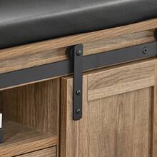 SoBuy FSR118-BR 带推拉门的换鞋凳、衣柜凳、储物凳、鞋架、衣柜凳、门厅凳、床凳、鞋柜、抽屉柜、矮板，宽 x 高 x 深约 100 x 46 x 35 厘米