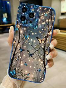 Yelin Glow Butterfly Effect Design Phone Case, Comfortable Grip, Effectively Protects Your Phone From Collision And Drop. Suitable For Various Apple Models Including 16/15/14/13/12 Phone Cases/11 Pro Max/Plus/X/8/7, A Popular Birthday Gift, Business Gift For Friends Or Partners, Anti-Fingerprint, New Matte Blue TPU Shockproof Protective Case For Men And Women