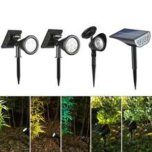 1pc Solar Powered Landscape Spotlight, 4 LED Outdoor Lighting, RGB Pathway Light With Motion Sensor, Semi-Embedded Installation, Warm White/White/Color Light, No Remote Control, Suitable For Yard, Garden, Path & Lawn - LED (spotlight) - View 2