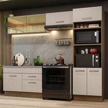 Cocina Integral 270cm Agata Madesa 05 Color Marrón y Crema - Marrón y Crema - Ver 1
