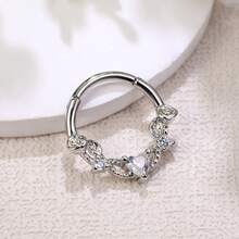 Leocuci 玫瑰方晶锆石鼻中隔环鼻环女式耳环防过敏耳轮软骨穿孔首饰 10 毫米 - 玫瑰 - 查看 5