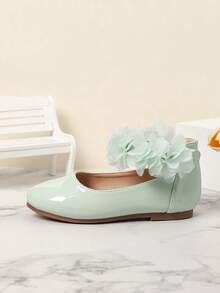 1 Pair Beautiful & Fashionable Floral Girl Shoes For Autumn/Winter - Green - View 5