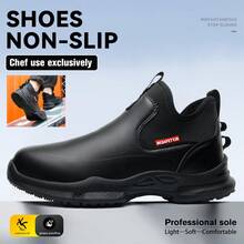 CEATSAFETV Unisex Comfortable Chef Shoes, Lightweight And Easy To Put On/Take Off, Easy To Maintain, Rubber Sole, EVA Non-Slip, Kitchen-Specific Oil-Resistant Shoes, Wear-Resistant, Suitable For Long Standing, Relieve Foot Pressure, Suitable For Restaurants, Food Factories, Hospitals And Other Places. Shoe Size Is Large, Recommend Choosing One Size Smaller. - Black - View 5