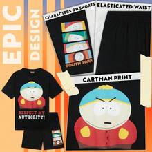 SOUTH PARK Pyjama Set Short PJ Funny Lounge Comfy Sleepwear Breathable Stan Kyle Cartman Kenny Nightwear Gift - Black - View 4