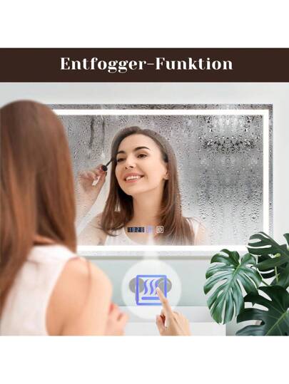 Bathroom Spiegel Illuminated LED 100x60cm Wand IP44 Touch Switch Klok Fog Removal Feature Dimmable 3000K 6500K Home Back To School Room Supplies view 3