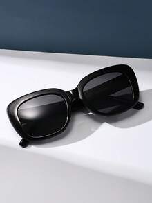 Retro Geometric Frame Black Fashion Fashion Glasses For Women, Classic Plastic Style For Outdoor Travel Beach Holiday Casual Daily Wear, Summer For Summer Beach Vacation, Outdoor, Travel Preppy Style For Back To School - Black - View 4