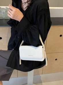 Borsa a spalla di alta qualità da donna, modello 2025, di moda semplice, colore tinta unita bordeaux, borsa minimalista da donna con fibbia, borsa a spalla a tinta unita dal design pulito ed elegante, adatta per la scuola, gli spostamenti e il tempo libero, borsa quadrata mini con finitura opaca