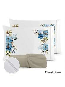 3-Piece Sheet Set 400 Thread Count For Queen King Single Bed Micropercal - FLORAL BRANCA - Ver 2