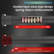 1 Stück einstellbare Metall-Teleskopstange (Grau) - Keine Bohrung Federspannung Gardinenstange 31"-98", Schwerlast Dusch- & Fenstervorhangstange für Badezimmer, Wohnmobil, Kleiderschrank, Wohnzimmer, Schlafzimmer - Einfache Installation Heim-Badezimmer-Dekoration Herbst-Dekoration Badezimmer-Accessoires Schulanfang