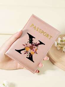 1pc A-Z 26 Letters Fashionable Letter Print Stylish Burgundy Passport Cover, Premium PU Leather Passport Wallet With Multi-Card Pockets For Credit Cards, Boarding Passes, And IDs Graduation - Burgundy - View 101