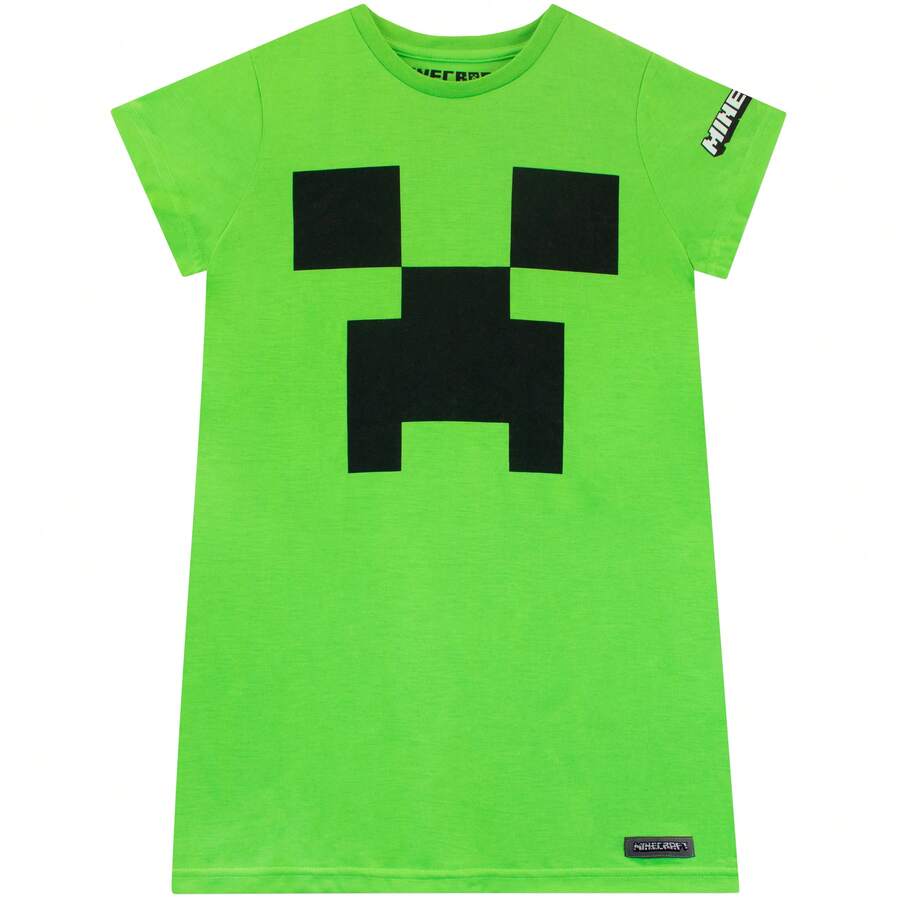 Minecraft Pyjamas | Girls Creeper Nightdress | Girls Gamer Pjs | Official Merchandise - Green - View 1