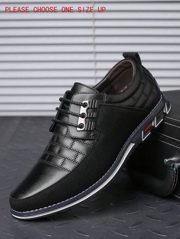 Hombres Zapatos De Vestir De Cordones Con Detalle De Costura, Zapatos De Negocios Para Hombres