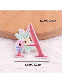 1 pieza, Parche bordado con flores para planchar con letras (A-Z), apliques decorativos para DIY en decoración de ropa, material de tela, calcomanías para ropa