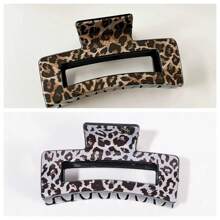 4 Stücke/2 Stücke/1 Stück Leopard Muster Haarclips, Leopard Muster Haarklammern, schicke karierte Haarspangen, einfache quadratische Haraccessoires, geeignet für Lässig und täglichen Gebrauch, Rückkehr zur Schule