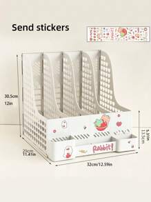 1/2 pezzi Scatola bianca creativa per archiviazione file da scrivania, supporto per libri carino per studenti, scaffale per libri da scrivania per dormitorio, per forniture scolastiche, back to school