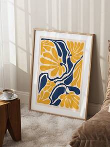 1 pieza Cartel de arte minimalista moderno con flores amarillas onduladas, impresión en lienzo, decoración floral artística, hermosa decoración de pared abstracta, para sala de estar, dormitorio, oficina, hogar, sin marco