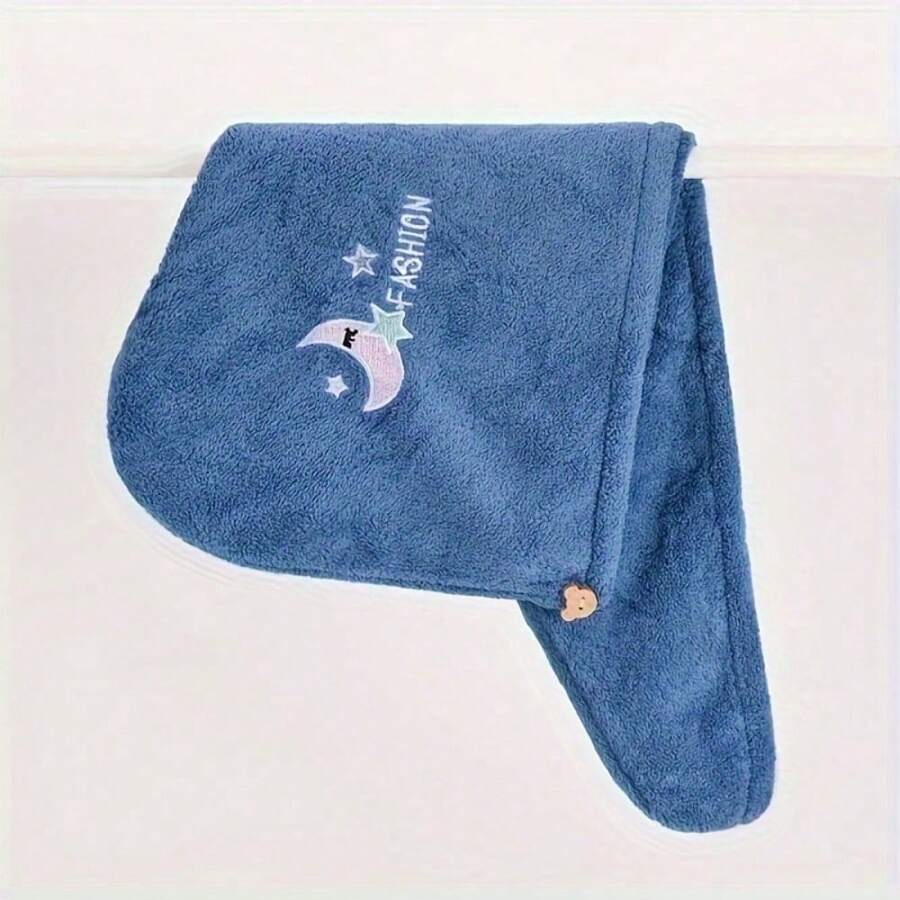 Soft Quick Drying Towel Wrapped With Cute Cartoon Embroidery - Highly Absorbent, Formaldehyde Free Bathroom Accessory, Bathroom Towel Rack Bathroom Decor Summer Back To School Hair Bonnet