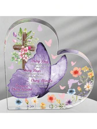 1 件圣经经文十字架基督教礼物，鼓舞人心的宗教礼物，上帝每天都想着你节日礼物生日礼物妈妈姐妹朋友同事，节日装饰