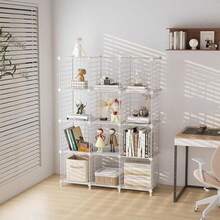 12-Cube Storage Shelf Wire Cube Organizer With DIY Bookshelf Multifunctional Sheing Unit For Office Living Room Kitchen Bathroom White ATTJL12W - as pic - View 6