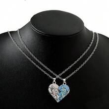 Set de 2 collares colgantes de acero inoxidable con diseño de dibujos animados adorables de Stitch, collar magnético de pareja adorable, adecuado como regalo para su pareja, regalo de pareja, regalo para ocasiones festivas