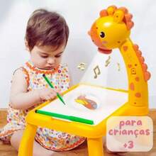 Giraffe Drawing Table With Projection Of Various Different Drawings Erasable Whiteboard - Rosa Oxidada - Ver 2