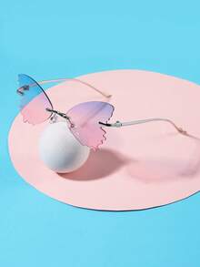 1pc Girl's 8-14Y Festival Style Asymmetrical Frame Fashion Glasses, New Spring Collection, Suitable For Party Looks, Gift Use - Multicolor - View 3