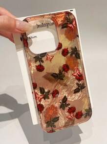 Funda de teléfono con protección de Body completo, de alta calidad, con proceso IMD, con patrón de mariposa y rosa en estilo retro y artístico, adecuada compatible con iPhone 16/15/15 Pro/15 Pro Max/14/13/12/11/X/7/8