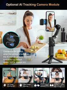AXNEN Estabilizador de Gimbal Manual de 3 Eixos para Smartphones, com Rastreamento Facial, Controle Remoto Magnético e Controle de Foco - Ideal para Fotografia, Gravação de Vídeo, Vlogging e Transmissão ao Vivo