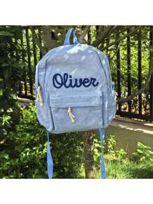 1 pezzo Zaini personalizzati fatti a mano, zaini con alfabeto personalizzato, zaini commemorativi ricamati a mano, borse da viaggio, regali per fidanzate, regali per mamme, regali per feste di matrimonio/damigelle, articoli per il ritorno a scuola, forniture scolastiche, articoli da viaggio, articoli essenziali per il college
