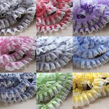 Plaid Lace Pleated Lace Trims. Suitable For DIY Headbands, Hats, Shoes Decoration Materials - Multicolor - View 1