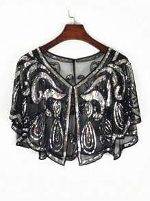 New Sequin Shawl, Vintage Style Elegant Short Cape For Women's Parties With Breathable & Shiny Lightweight Fabric Accessories Women Valentine's Day Valentines
