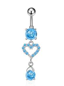 Blue Stainless Steel CZ Heart Dragon Butterfly Navel Belly Button Ring Piercing Jewelry For Women