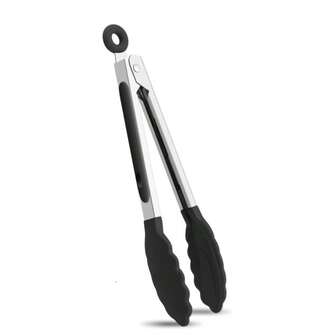 1pc High Quality Stainless Steel Locking Kitchen Tongs With Nylon Faucet