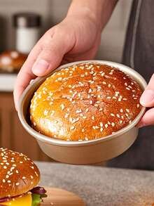 1/4/6 件 4 英寸金色不粘圆形汉堡模具、芝士蛋糕烘焙工具、烤箱/空气炸锅/面包/鸡蛋模具，适合家庭使用 - 漢堡模具 金 - 查看 8