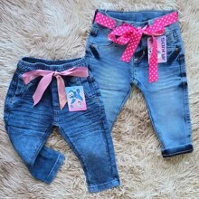 Calça jeans menina com lycra ajuste interno 1 A 3 anos