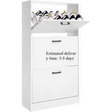 Metal Shoe Cabinet. Slim  Shoe Storage Organiser For Hallway. Space-Saving - default - View 1