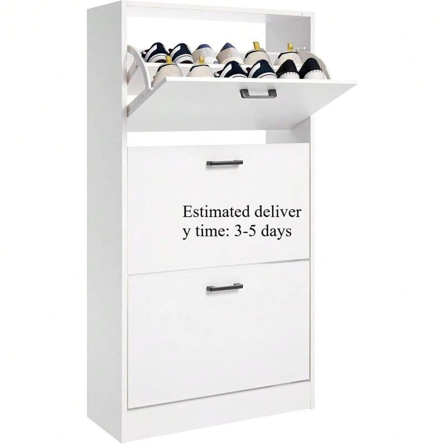 Metal Shoe Cabinet. Slim  Shoe Storage Organiser For Hallway. Space-Saving - default - View 1