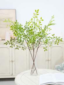 1pc Artificial Long Branch Southern Bamboo Greenery, PVC Material, Home Wedding Decor Lifelike Plant - Green - View 4