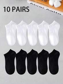 1/5/10 Pairs Men's Sports Socks, White Boat Socks, Moisture-Wicking Breathable, Tennis, Badminton, Running, Basketball, Fall