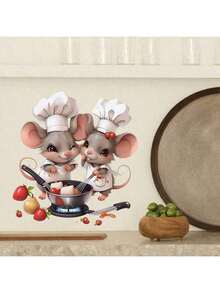 1pc Creative Cute Kitchen Mouse Self-Adhesive Wall Sticker, Suitable For Home Decor Stickers In Kitchen, Living Room Corner, Stairs Wallpaper Wall Paper Wall Stickers Room Decor Wall Decor Kitchen Decor - Multicolor - View 12