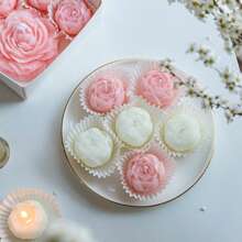 6pcs/Pack Peony Flower Scented Candle Gift Set, Valentine's Day Gift, Birthday Gift, Home Decoration