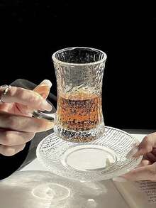 1 套土耳其玻璃咖啡杯碟套装，优雅高端欧式玻璃茶杯、拿铁艺术杯、果汁杯、情侣杯，非常适合节日/生日返校礼物