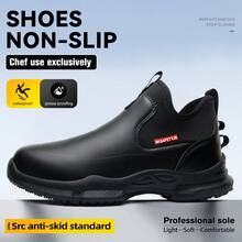 CEATSAFETV Unisex Comfortable Chef Shoes, Lightweight And Easy To Put On/Take Off, Easy To Maintain, Rubber Sole, EVA Non-Slip, Kitchen-Specific Oil-Resistant Shoes, Wear-Resistant, Suitable For Long Standing, Relieve Foot Pressure, Suitable For Restaurants, Food Factories, Hospitals And Other Places. Shoe Size Is Large, Recommend Choosing One Size Smaller. - Black - View 6