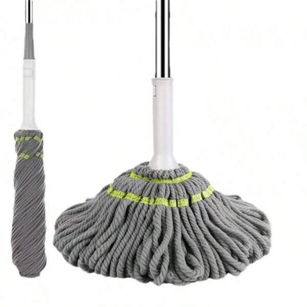1pc Self-Wringing Mop With Detachable Hook & Handsfree Design, Retractable & Rotational, Slouchy Microfiber Cleaning Cloth For Home Use